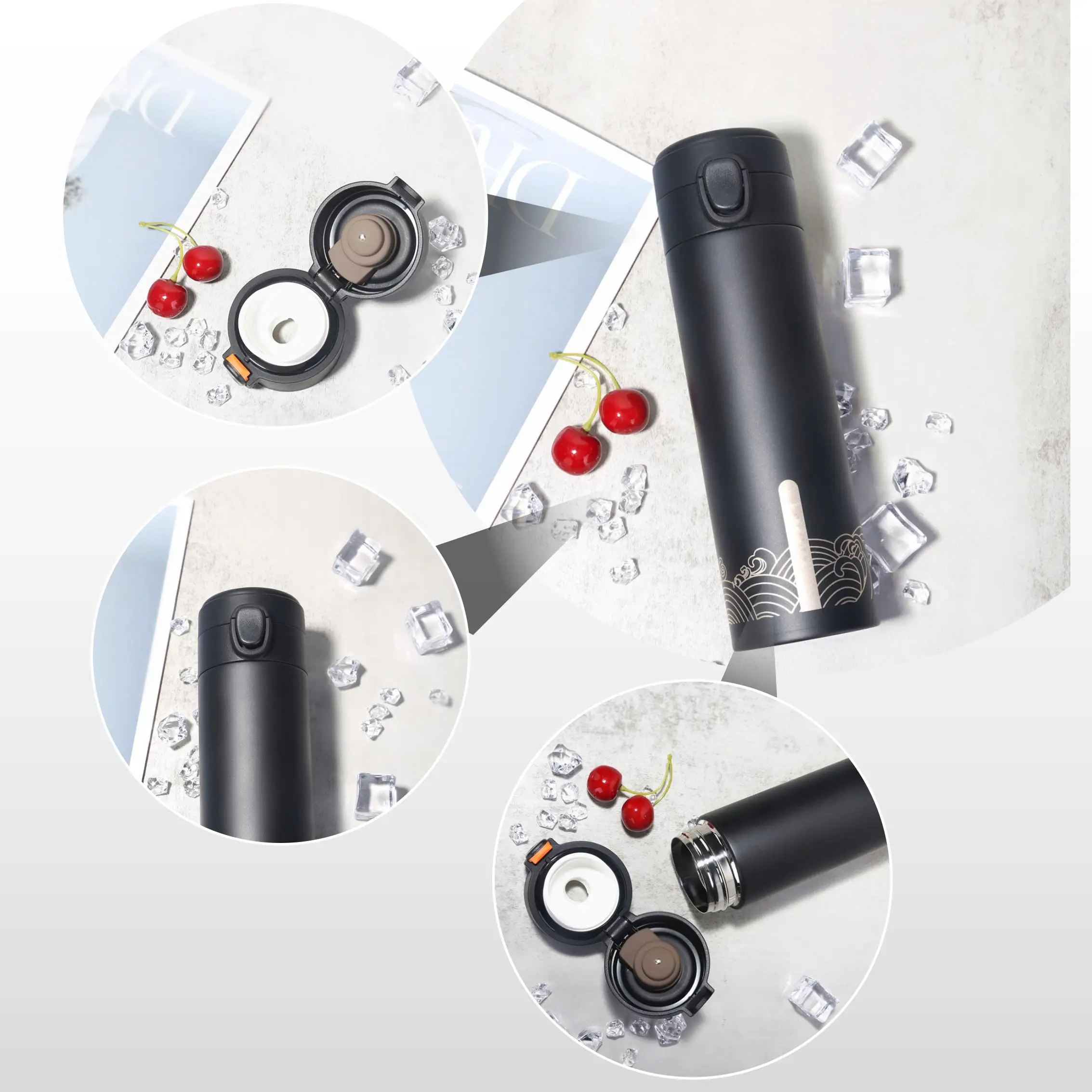 Double Digital Vacuum Insulation Thermos Tumbler Stainless Steel Smart Water Bottle with LED Temperature Display