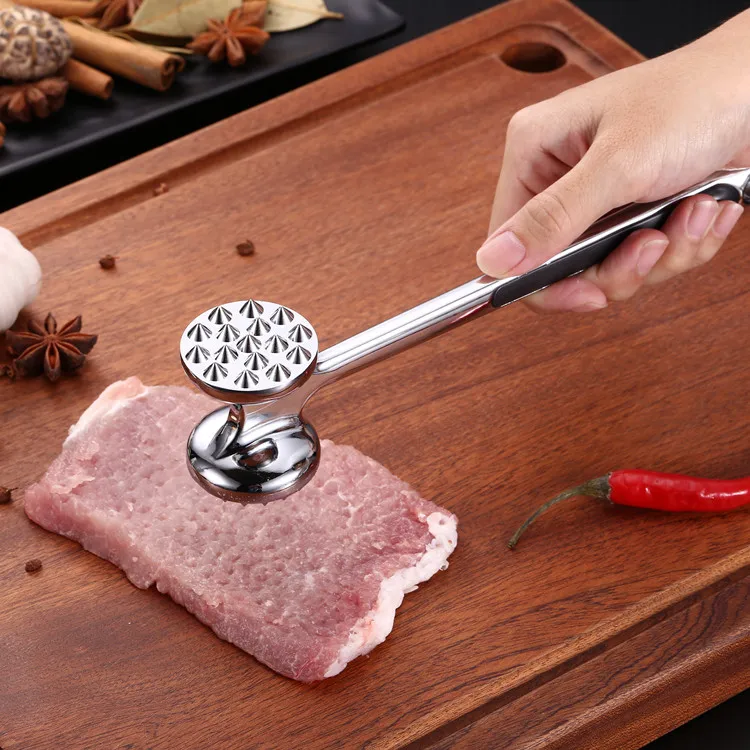 
Amazon Hot Selling Creative Kitchen Gadget Food Grade Durable Dual-Sided Stainless Steel Meat Tenderizer Hammer for Cooking 