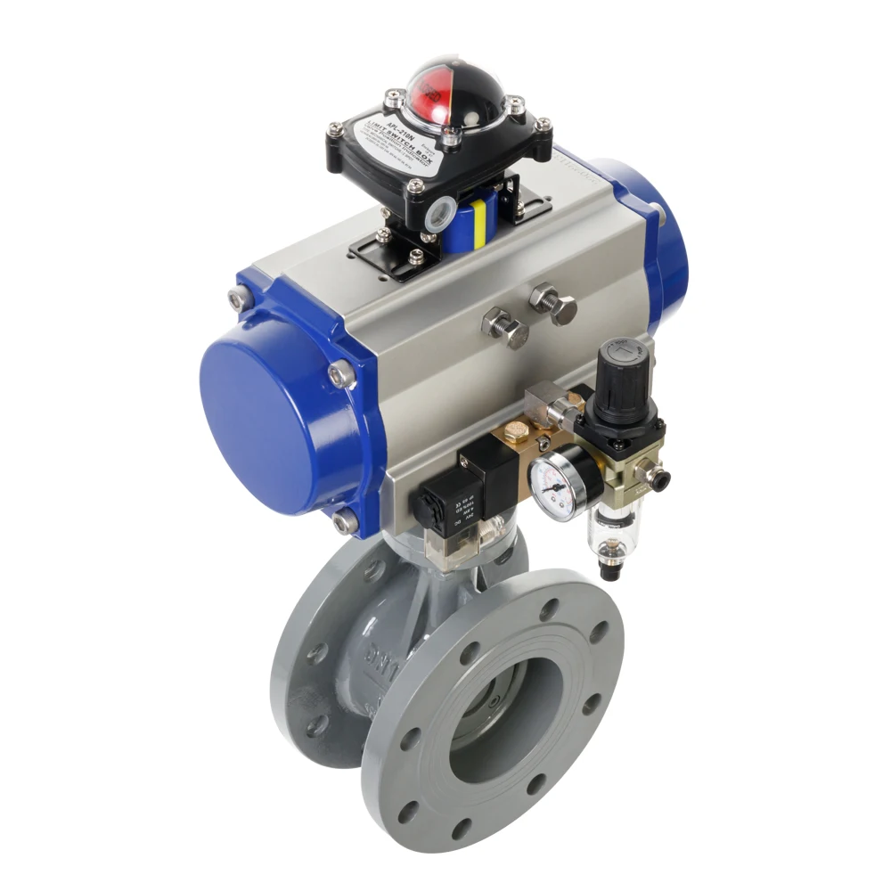 PN20 Cast Iron EPDM Flange Pneumatic butterfly Valve with Double Acting(4~20mA Electro Pneumatic Positioner Optional)