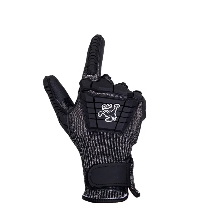 Black HPPE Anti-Impact Safety Gloves Coated Foam Nitrile Palm Thumb Crotch Reinforced TPR Back and Fingers Mechanical Anti-Cut