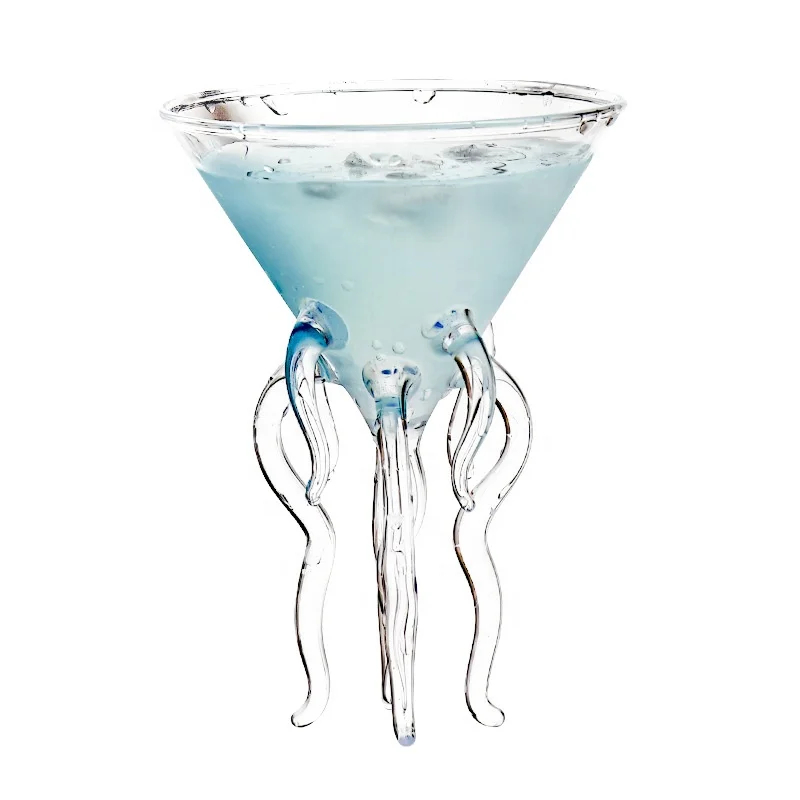 Bar Crystal Unique Shaped Drinking Glassware Cup Creative Wave Goblet Wavy Jellyfish Octopus Cocktail Glass