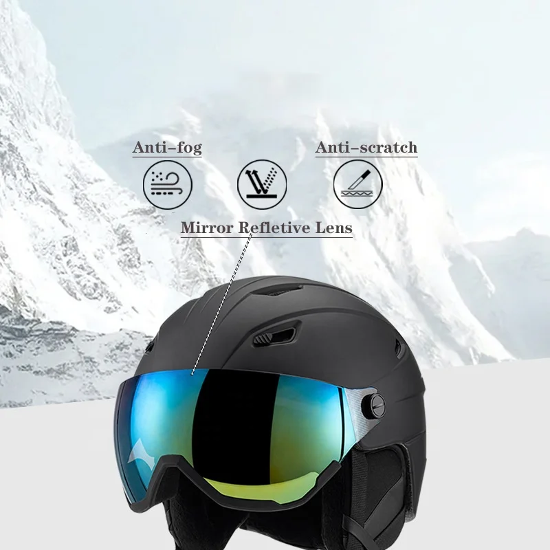 CE EN1077 Approved Light Weight Adjustable Vents Ski Helmets with Visor Protective Gear for Skiing Snowboarding Cycling