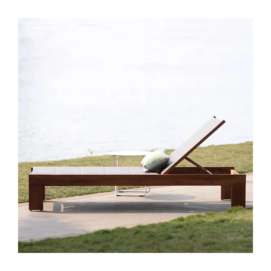 Luxury Swimming Pool Sun Lounger Teak Wood Outdoor Furniture Seat Beach Pool Lounger Outdoor Furniture