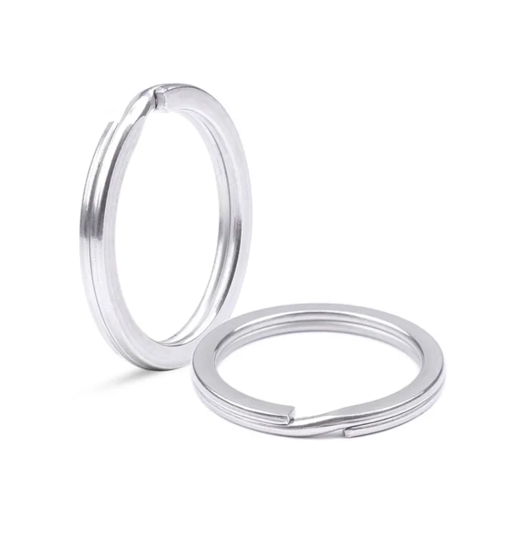 304 Stainless Steel 15mm 20mm 25mm 28mm 30mm 32mm 35mm 38mm Round Split Key Ring Split Flat Key Ring For Keychains