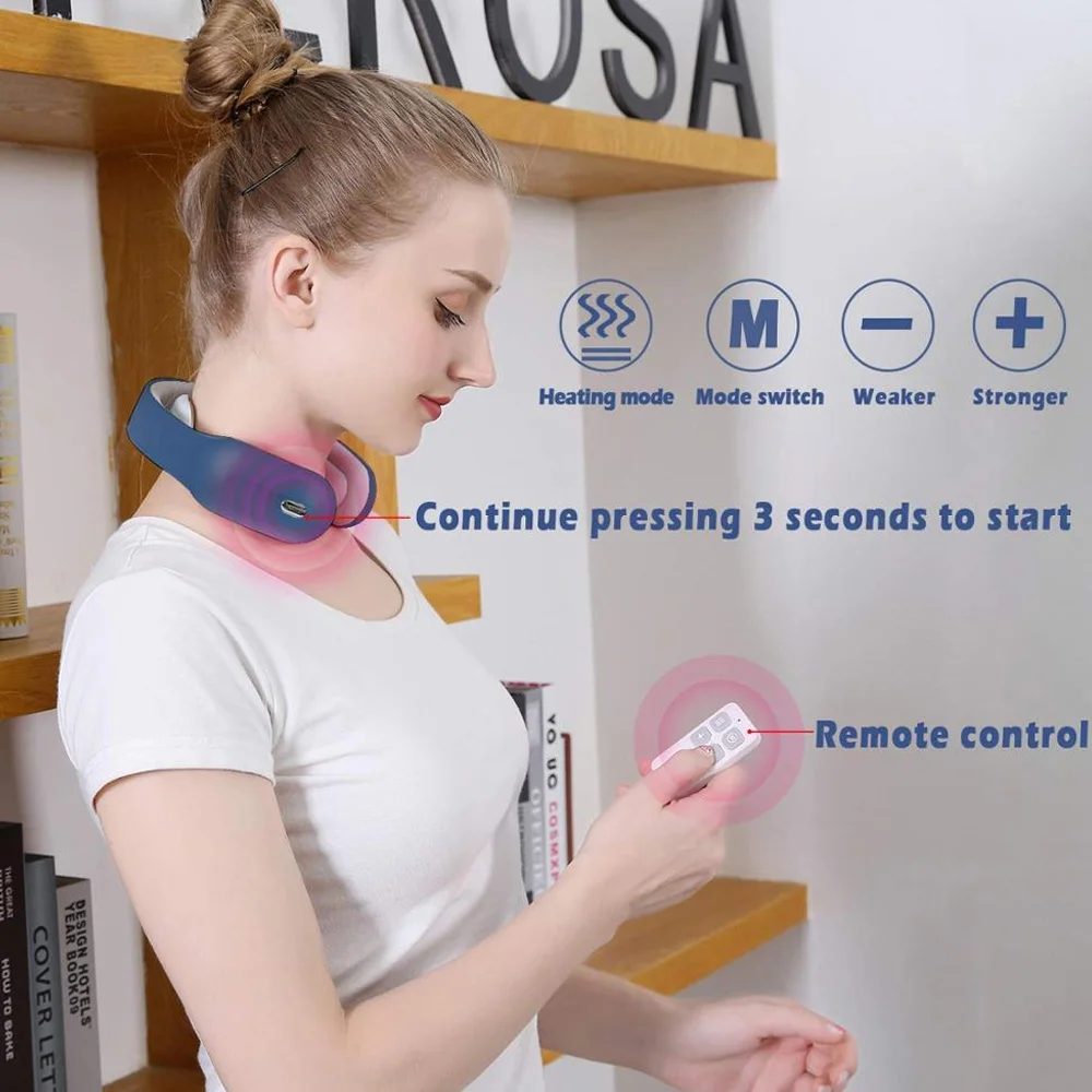 Top Sale Neck Massager Dropshipping Low Frequency Pulse Heating Massage 4d Smart Electric With 3 Modes 15 Levels Neck Massager