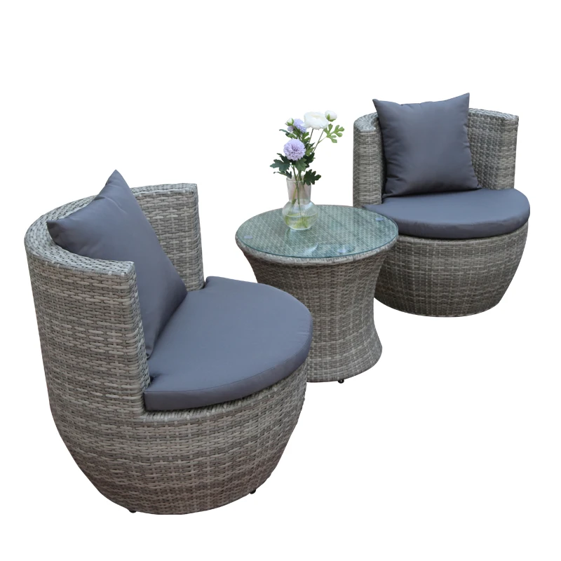 balcony set Vase shape rattan patio garden Outdoor Stacked table and chairs set for courtyard and villa