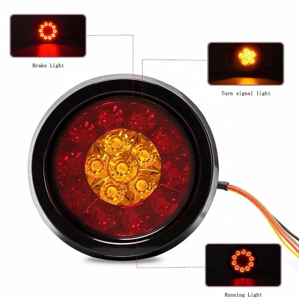 16LED Discoloration Tail Light Rear Fog Light Stop Brake Running Reverse Lamp For Truck Trailer Lorry