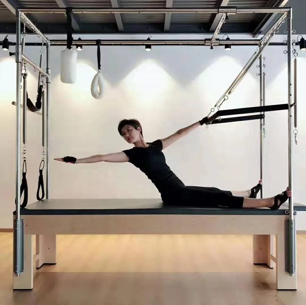 
Wood Pilates Reformer Cadillac Machine with Full Trapeze Combination Pilates Studio Combo Cadillac Reformer Machine SRP07 