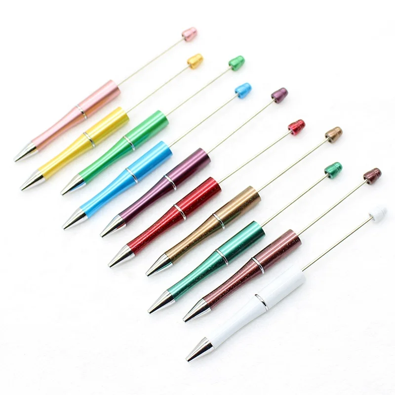 Plastic Beadable Ball Pen Bead Pens for DIY Present Kids Students Office School Supplies