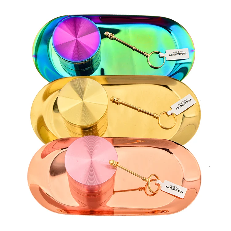 
Metal weed trays with grinder sets wholesale Smoking Accessories with Custom Logo 