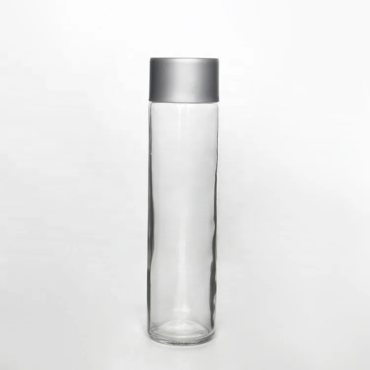 Стеклянная бутылка в стиле Voss стеклянные бутылки для сока с пластиковой круглой высококачественной тонкой бутылкой 500 мл нони яблочного напитков