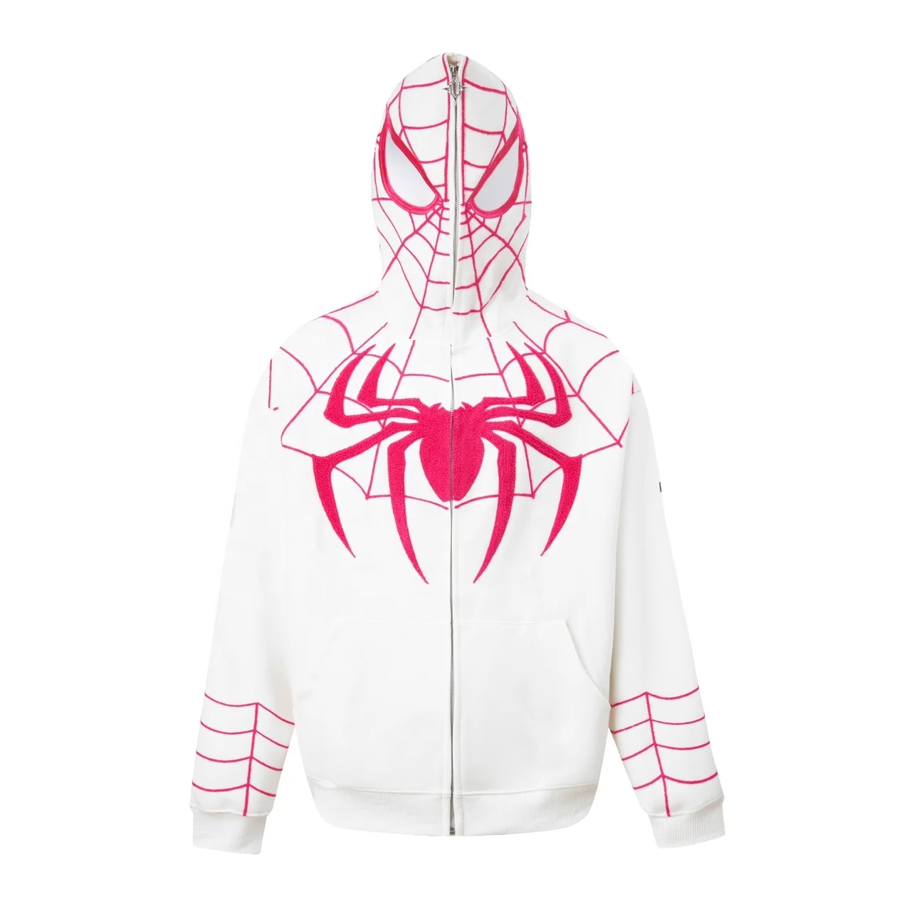 Custom spiderman hoodie full zip over the face spider hoodie oversized full face zip up hoodies jacket men