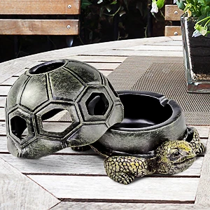 Turtle Ashtrays for Cigarettes Ash Tray with Lid for Home and Outdoor Office Garden Porch Decor Gift Cigar Ashtray