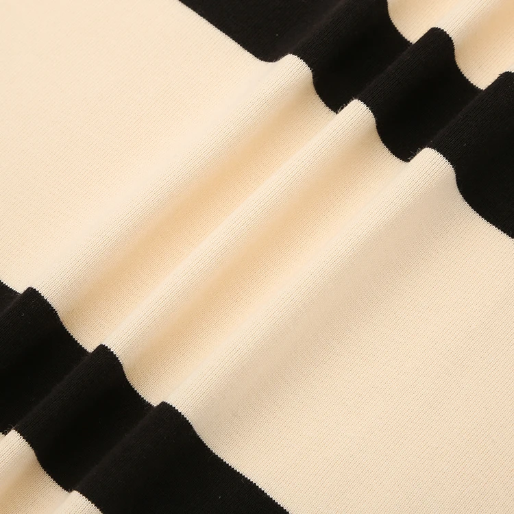 Wholesale Thick 230gsm 100% Cotton Double Yarn Yarn-Dyed Stripe Single Jersey Fabric for Loungewear and T-Shirts