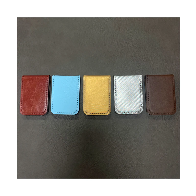 High Quality Mens Slim PU Leather Money Clip Supplier Laserable Leatherette Magnetic Money Clip