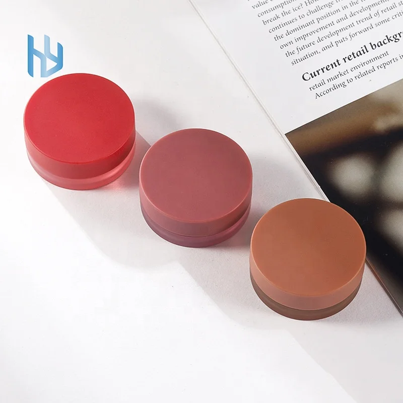 in stock 5g cosmetic lipstick jar matte red custom logo empty plastic lip tint jar high quality round cream jar