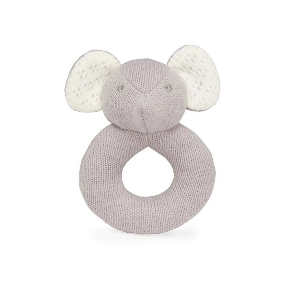 
Stuffed Knit Fabric Baby Rattle Rabbit Cute Crochet Baby Toy Bunny 