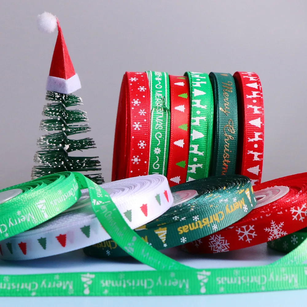 Custom Printed Ribbons Rolls Wrapping Paper Box Packaging Bow Christmas Decorative Gift Satin Ribbon Roll
