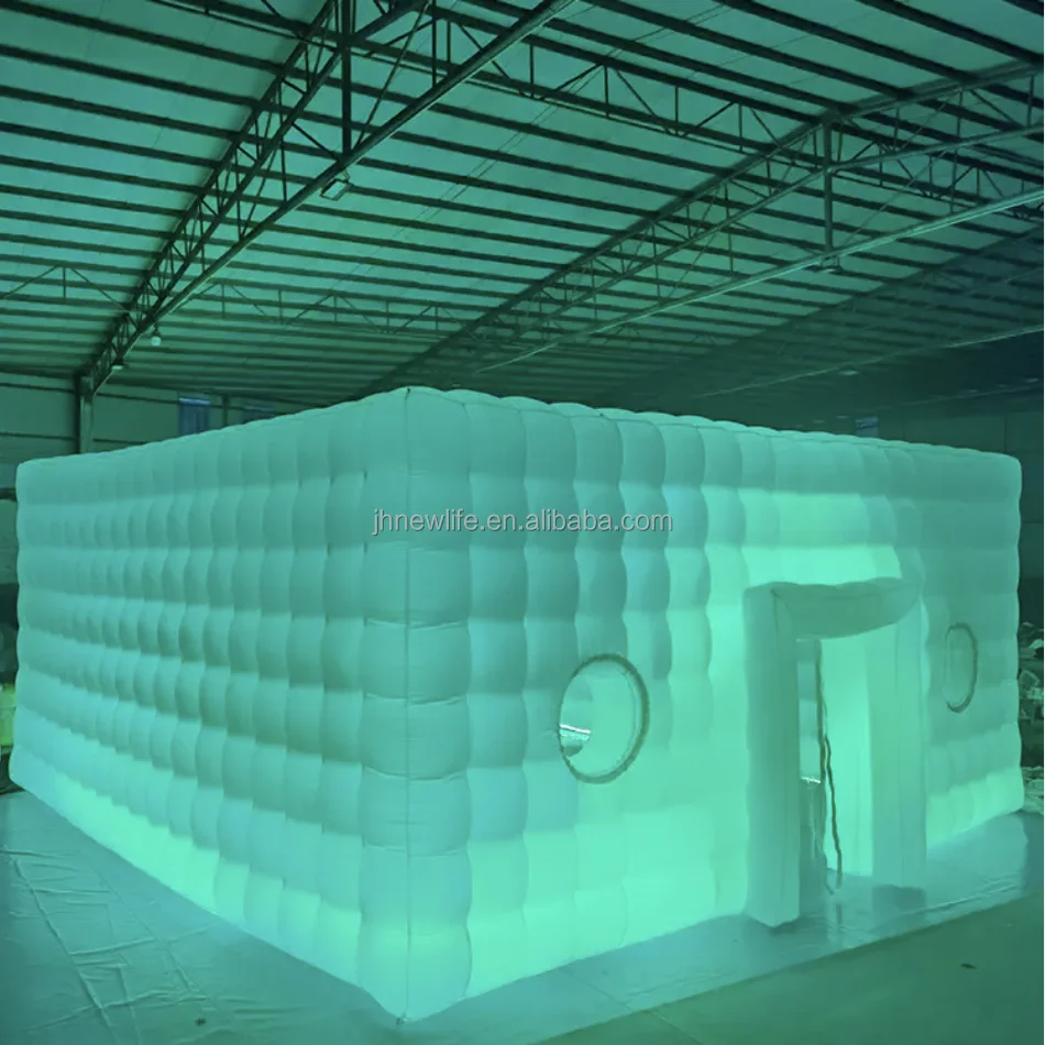 Portable Large Party Tent House Inflatable Nightclub Black Blow up Wedding Inflatable Marquee LED Cube Tent Night Club