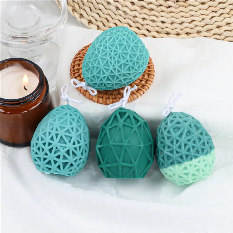 DIY 3D 16 Shapes Wave Mesh Easter Egg Candle Mold Mould Christmas Big Bubble Silicone Mold Candle Mousse Cake Mold
