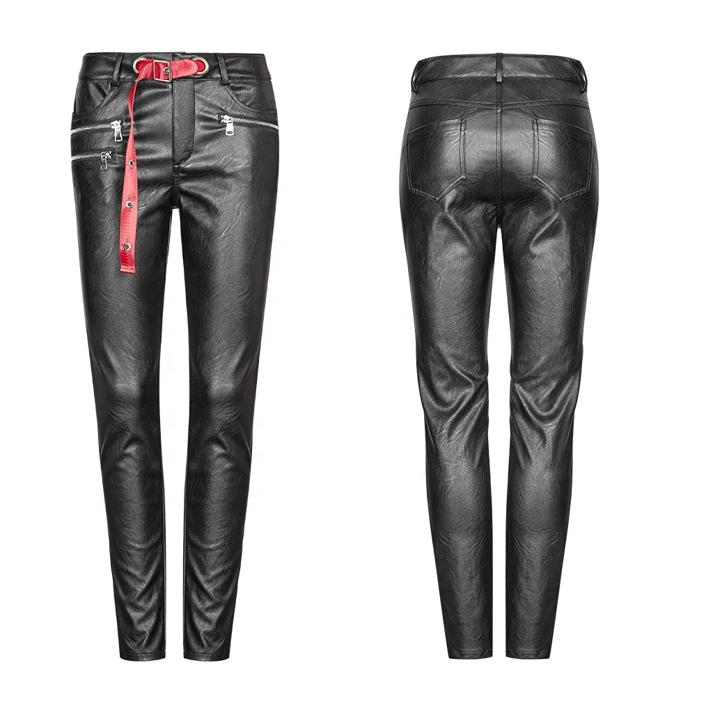 PUNK RAVE OPK-249PCF Black Gothic Leather Pants Casual  Pants Young Girls Sexy Pants