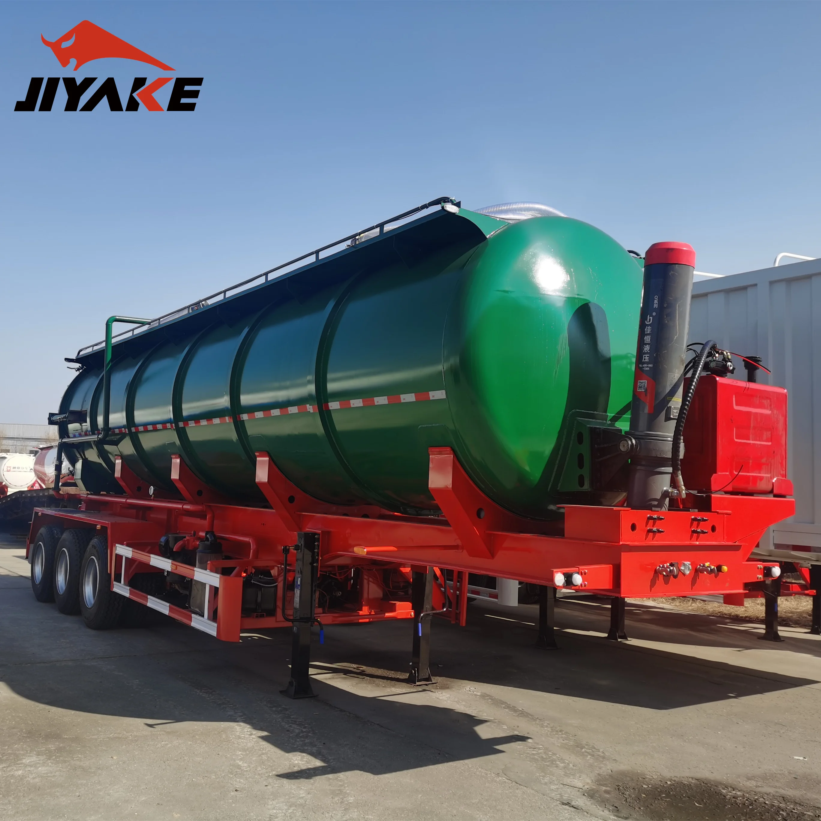 Red and Green 3axles 50cbm pneumatic dry bulk powder cement carrier semi trailer tanker truck for sale