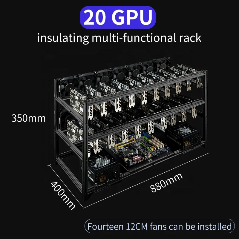 6 8 12 14 16 19 GPU Open Air Miner Rig Rack Aluminum Stackable Graphics Card GPU Mining Rig Frame