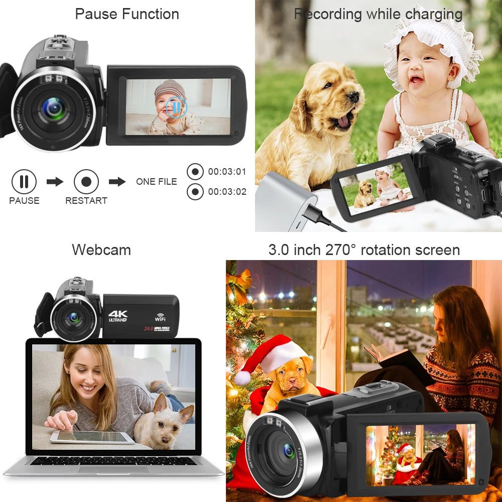  Видеокамера 4K Ultra со встроенным заполняющим светом HD Wi-Fi Веб-камера 48 МП для прямой трансляции цифровая