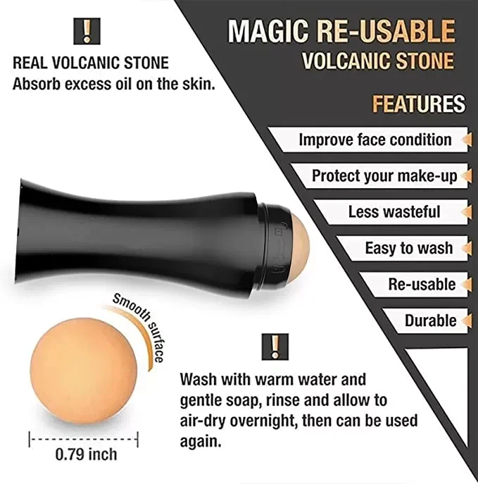 Wholesale Portable Mini Oil-Absorbing Volcanic Stone Face Roller Volcanic Stone Oil Absorber Roller