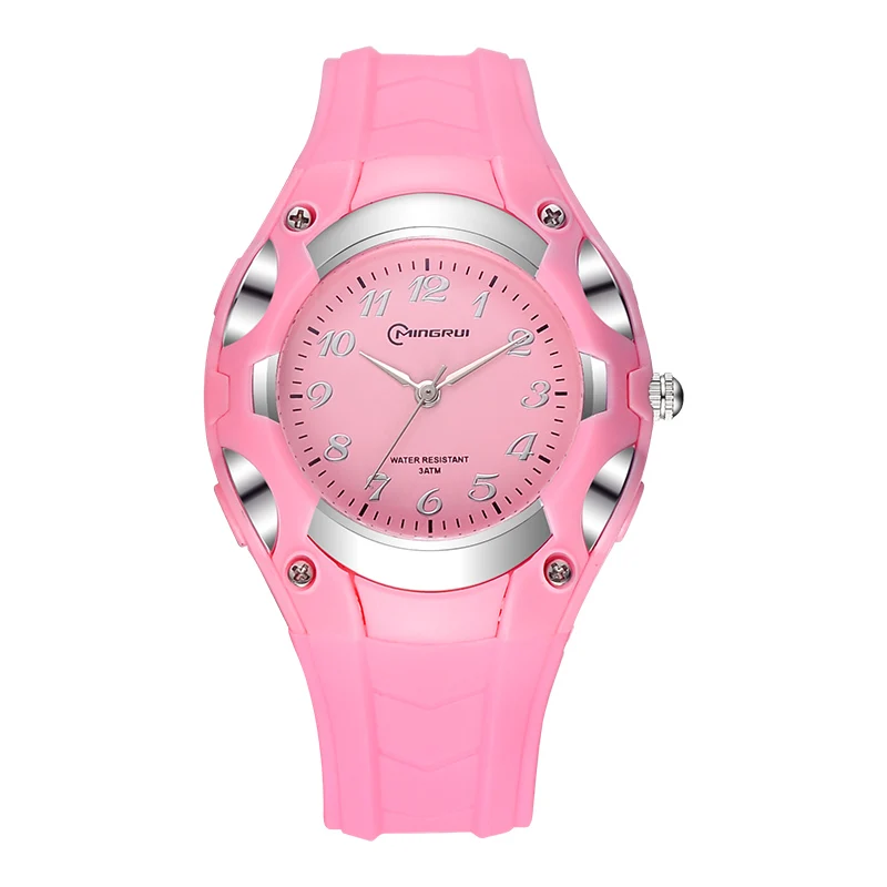 Mingrui 8528AQ colorful cheap plastic students analog quartz watch