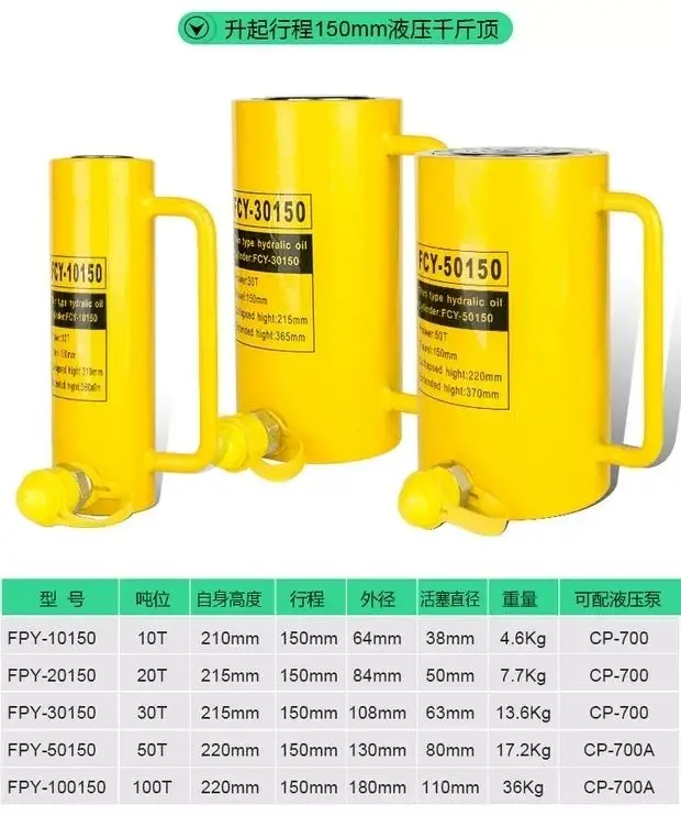 Single Action 50 ton Hydraulic Hollow Plunger Cylinder jack