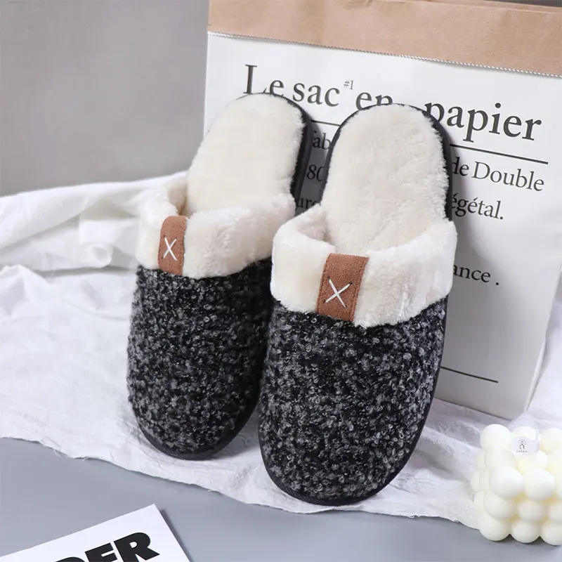 Hot Sale Soft Memory Foam Unisex Men Women Winter House Indoor Warm Fur Plush Slippers