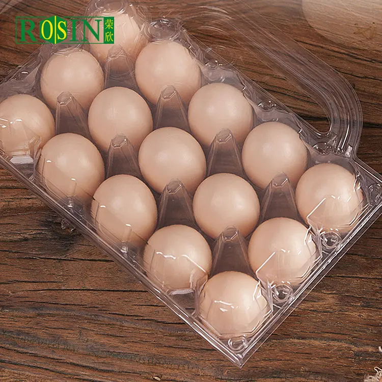 wholesale 15 18 30 cell disposable clear plastic chicken egg tray with lid clamshell quail egg tray packaging with handle