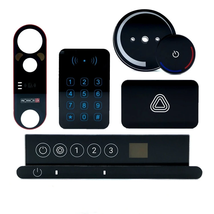 Customized electronic window buttons silk screen printed tempered glass panel anti-fingerprint glass