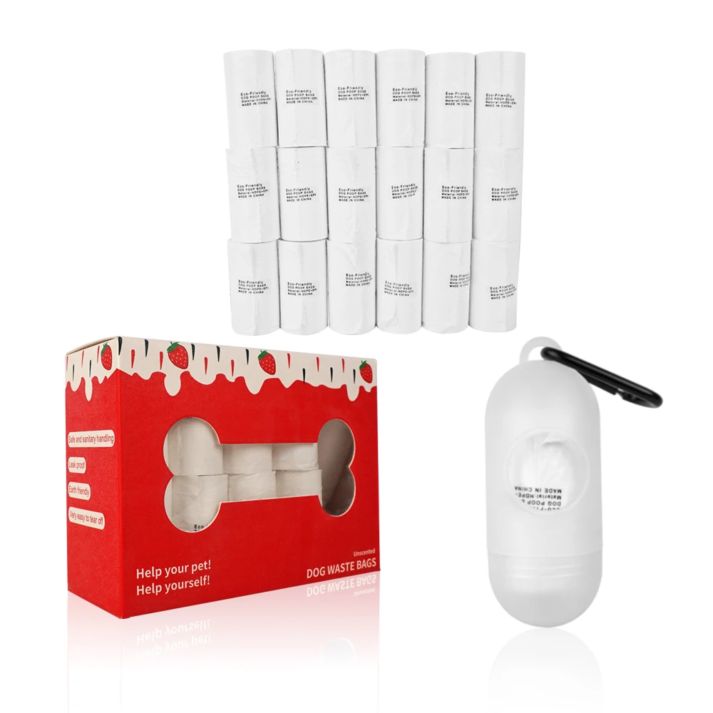 high quality 18 rolls Milk fragrance Biodegradable pet dog cat poop garbage bag dispenser for pets