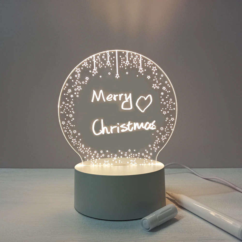 Creative Gifts Girl Bedroom Sleeping Lamp Cute Soft Light Desk Lamp 3D Message note Board Night Light With Pen