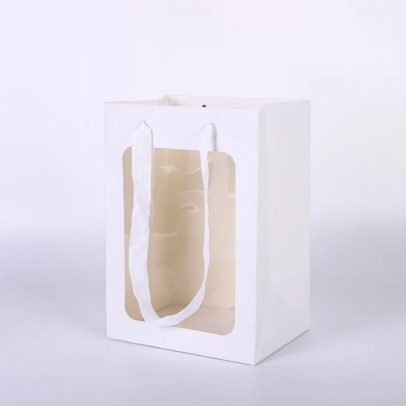 Top-sale Wholesale Custom Logo  Packaging Eco-friendly Luxury Gift Bag PVC Window Paper Bag With Handles