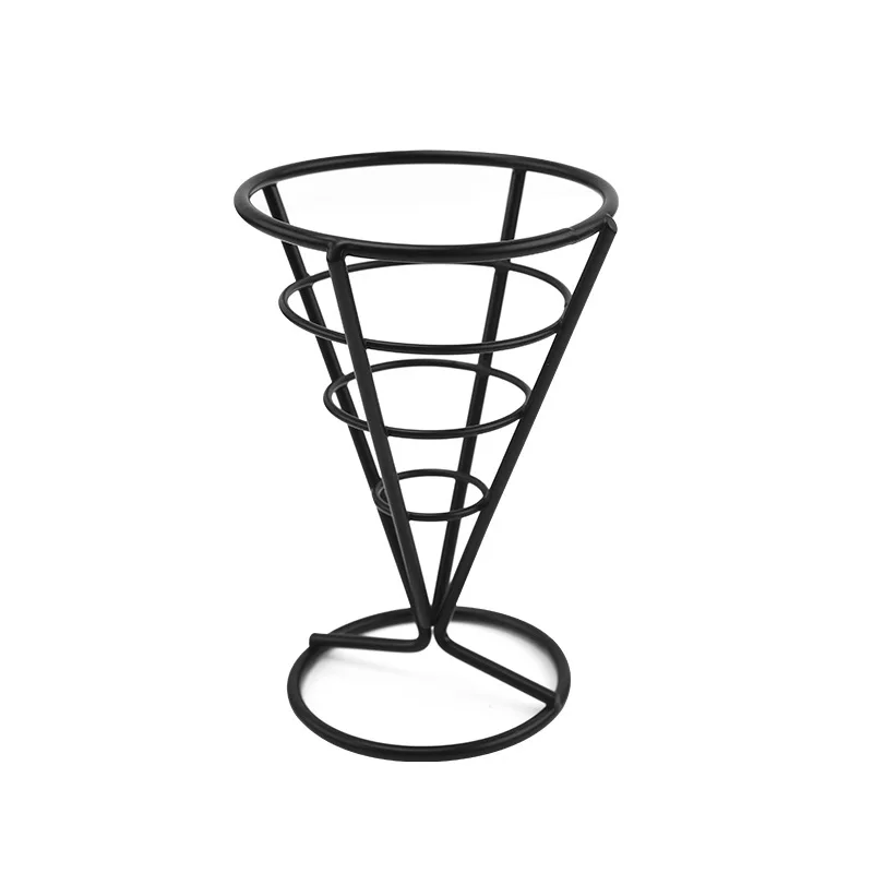 French Fry Chips Baskets Net Strainer For Kitchen Restaurant Party Barbecue  Black Small Size Snack Fries Showing Rack