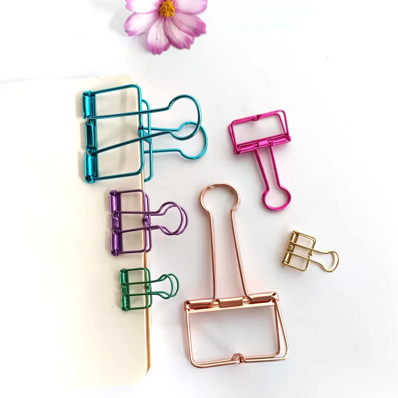 Colorful Metal Clip Multiple Colors Wire Binder Clips Ins Decoration Office Study Binder Clamps Hollow Out Paper Binder Clip