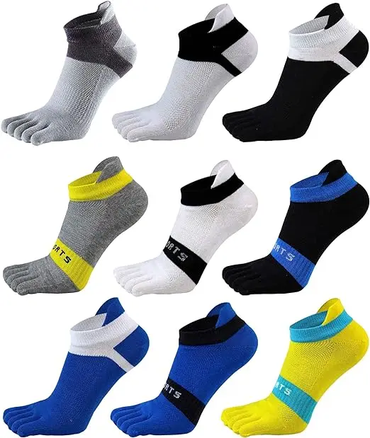 Toe Socks for Men and Women High Performance Athletic Running Five Finger Ankle Socks 5 Finger No Show Mesh Wicking