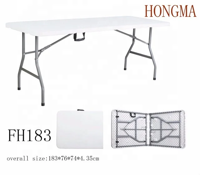 6ft Round & Rectangular Heavy Duty Granite White Plastic Folding Table dining