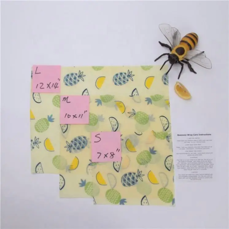 2021 Hot Custom Organic Bees Wax Wraps Bee Wax Paper Eco Reusable Beeswax Food Wrap