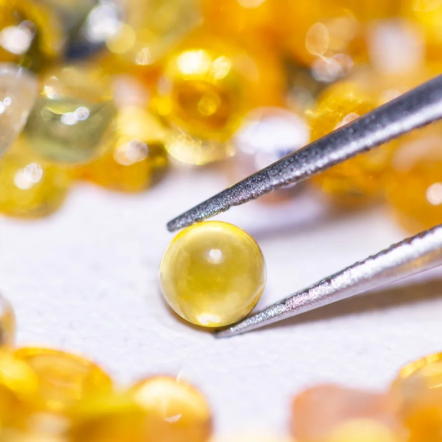 Sri Lanka Yellow Corundum Machine Cut Loose Gems Round Cabochon Shape 2.1-2.5mm AAAQuality Natural Yellow Sapphire for Jewelry