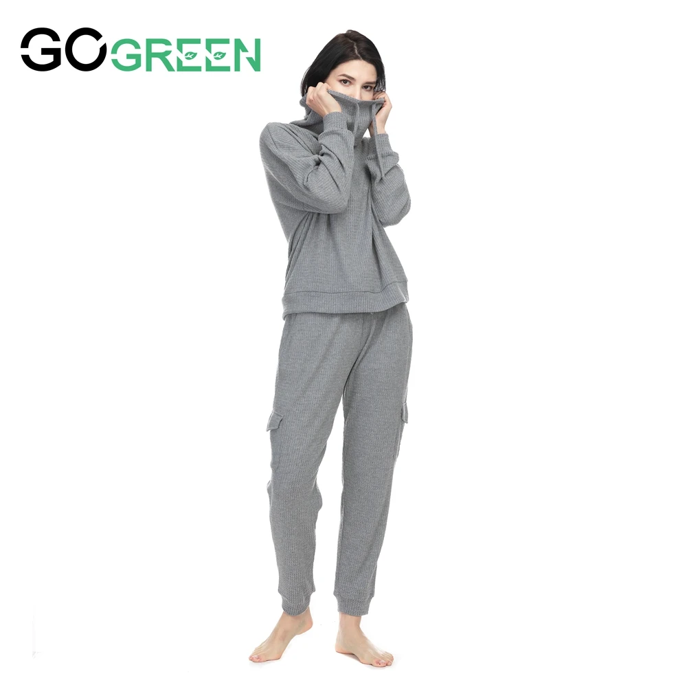 Ladies Long Sleeve Custom Pajamas With Logo Adult Luxury 73%Polyester 26%Viscose 1%Elastane Women Sleepwear