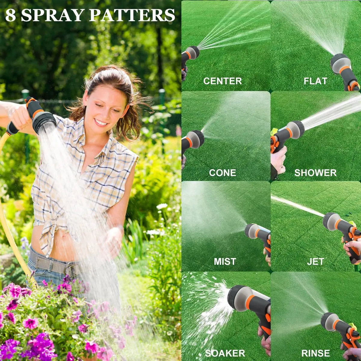 8 Patterns Garden Watering Gun Spray Nozzle Spray Gun Garden hose sprayer