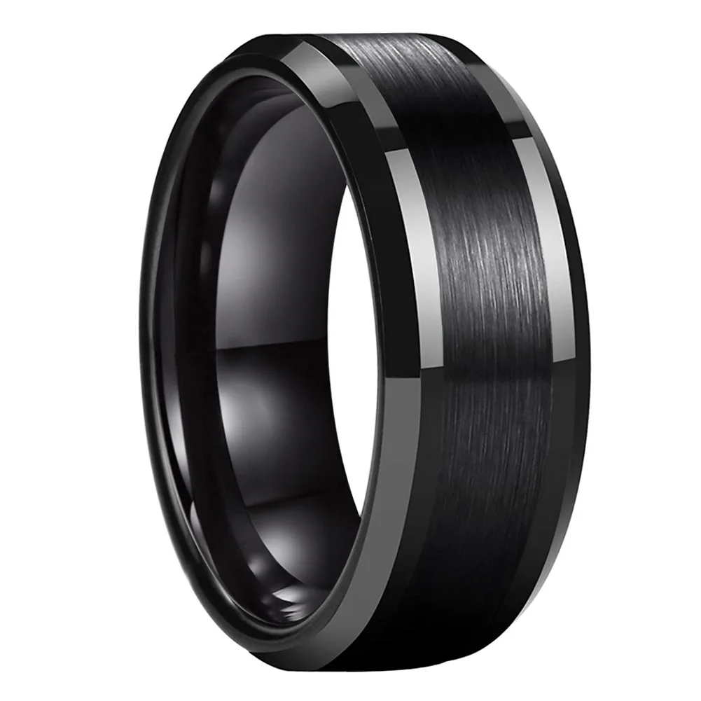 6MM/8MM Fashion Brushed Black Blank Tungsten Carbide Rings Wedding Rings For Men