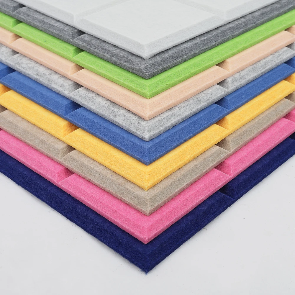 300*300*9mm Quality Fireproofing Custom Sound Absorption Wall Panel Reduce Noise Polyester Fiber Acoustic Panel PET Panel