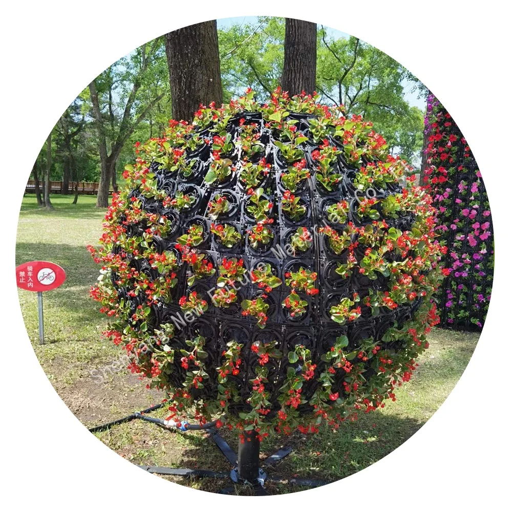 Automatic vertical garden planter  irrigation decoration landscape flower ball planter big black plant pots