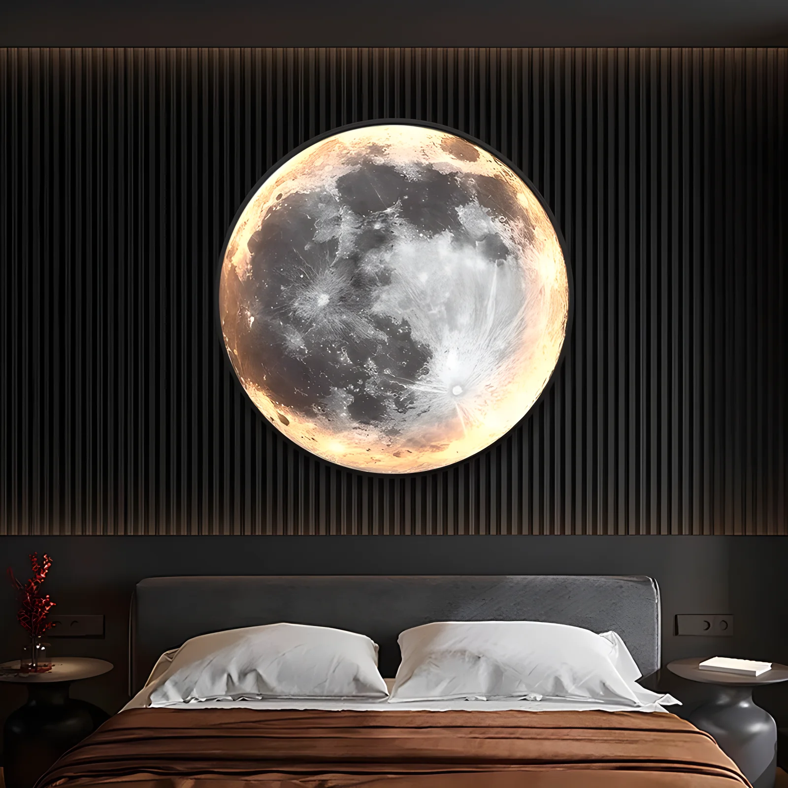 Black and White Picture Star Moon Earth Nordic Home Decor Wall Art Prints Posters round canvas frame diamond moon painting
