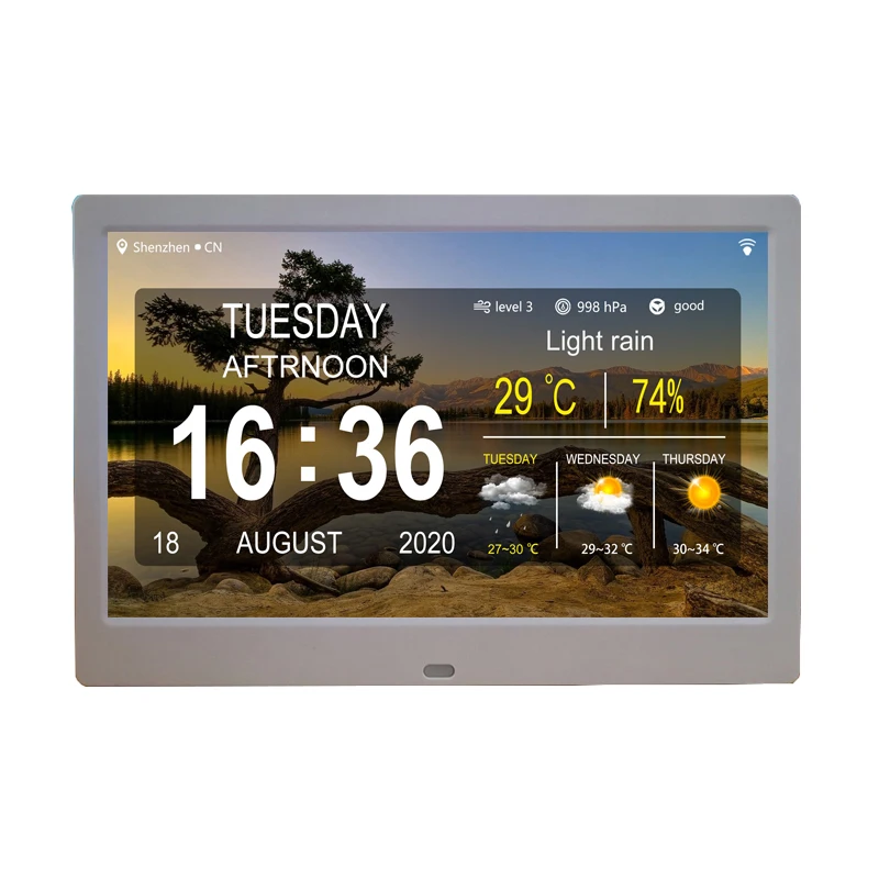 10 Inch Display WiFi Weather Humidify Table Alarm Day For Elderly Electric Calendar Clock Digital Photo Frame
